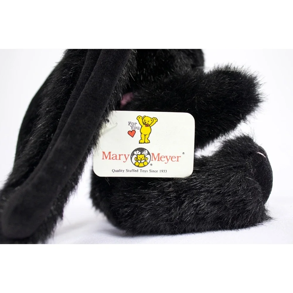 Vintage 1991 Mary‎ Meyer Jointed Black Bunny Rabbit Blue Eyes Pink Bow w Tags 7